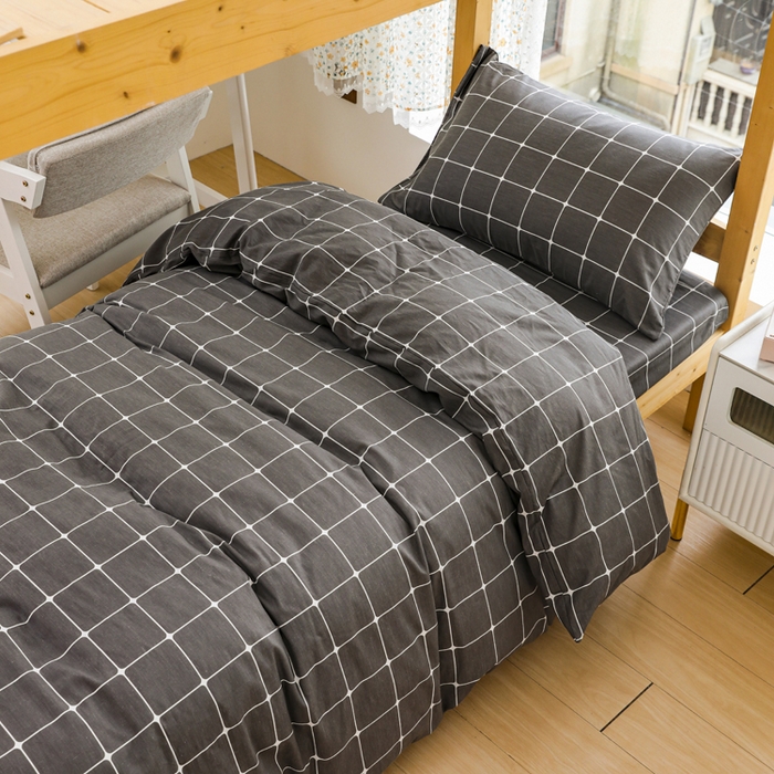 91家纺网 家纺一手货源 找家纺 宅部落 2025新款全棉三件套纯棉学生宿舍上下铺六件套 绅士灰AA