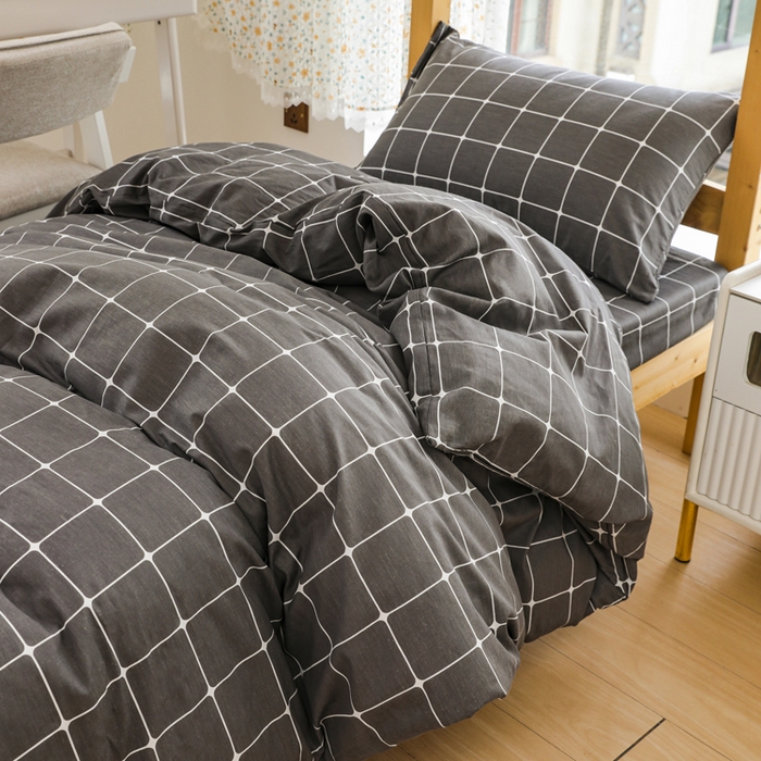 91家纺网 家纺一手货源 找家纺 宅部落 2025新款全棉三件套纯棉学生宿舍上下铺六件套 绅士灰AA