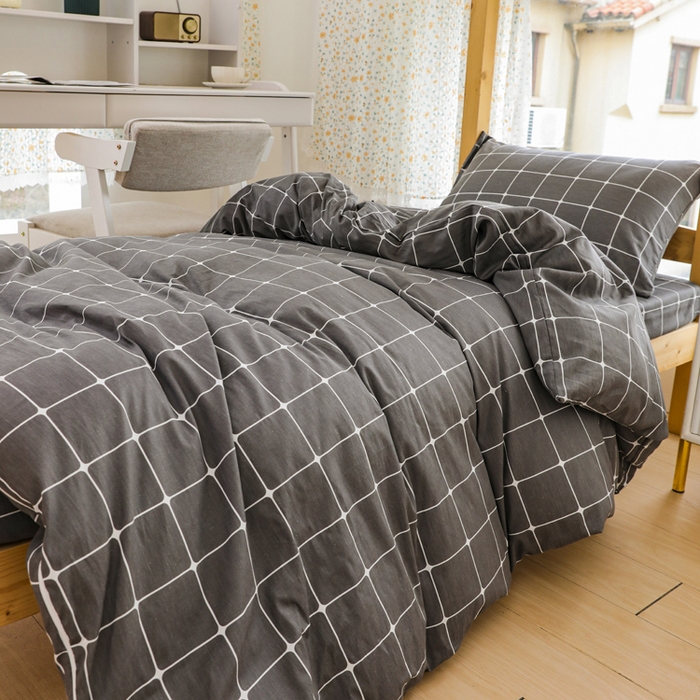 91家纺网 家纺一手货源 找家纺 宅部落 2025新款全棉三件套纯棉学生宿舍上下铺六件套 绅士灰AA