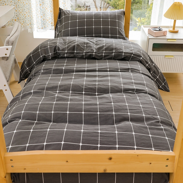 91家纺网 家纺一手货源 找家纺 宅部落 2025新款全棉三件套纯棉学生宿舍上下铺六件套 绅士灰AA