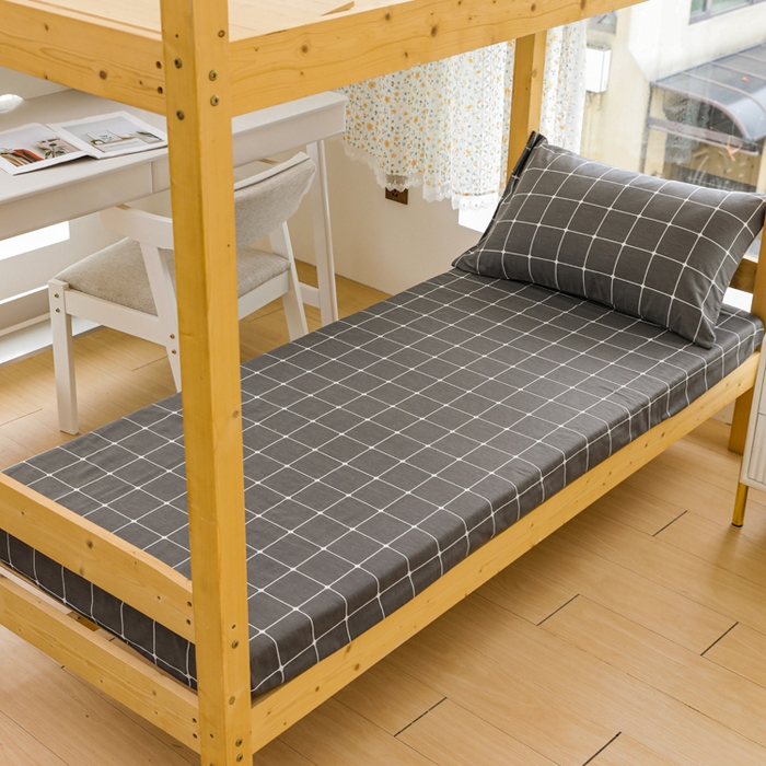 91家纺网 家纺一手货源 找家纺 宅部落 2025新款全棉三件套纯棉学生宿舍上下铺六件套 绅士灰AA