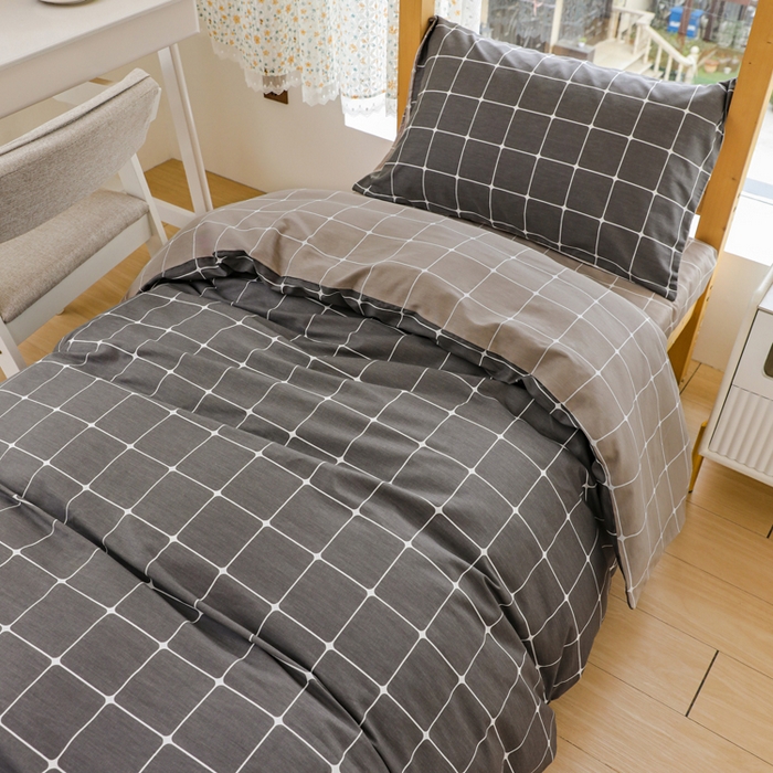 91家纺网 家纺一手货源 找家纺 宅部落 2025新款全棉三件套纯棉学生宿舍上下铺六件套 绅士灰AB