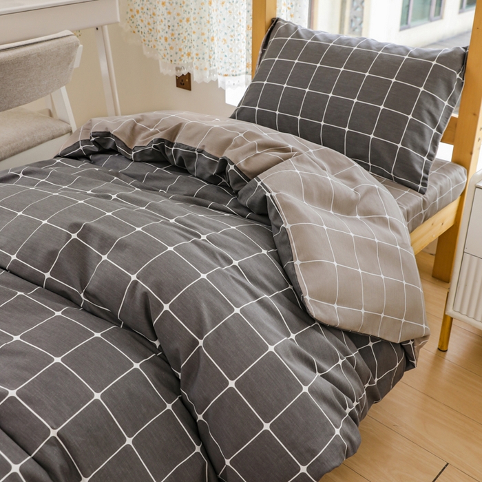 91家纺网 家纺一手货源 找家纺 宅部落 2025新款全棉三件套纯棉学生宿舍上下铺六件套 绅士灰AB