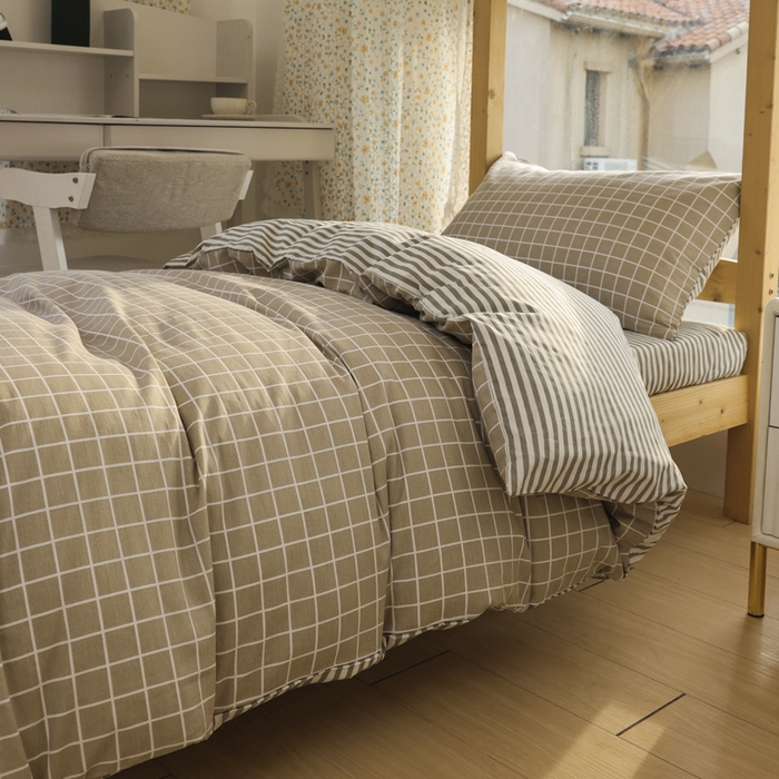 91家纺网 家纺一手货源 找家纺 宅部落 2025新款全棉三件套纯棉学生宿舍上下铺六件套 温情北欧