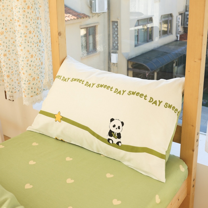 91家纺网 家纺一手货源 找家纺 宅部落 2025新款全棉三件套纯棉学生宿舍上下铺六件套 熊猫派对