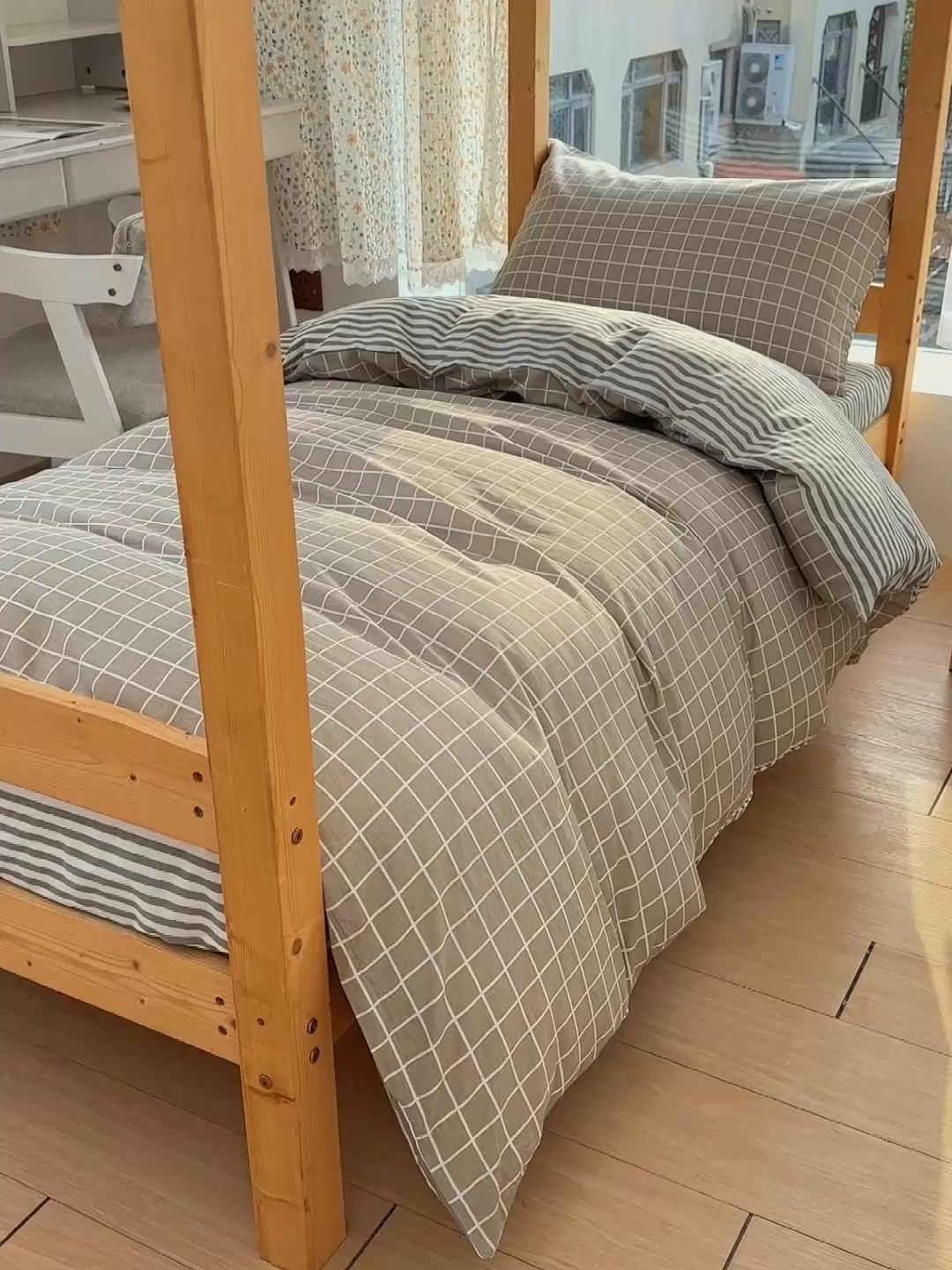 91家纺网 家纺一手货源 找家纺 宅部落 2025新款全棉三件套纯棉学生宿舍上下铺六件套 温情北欧