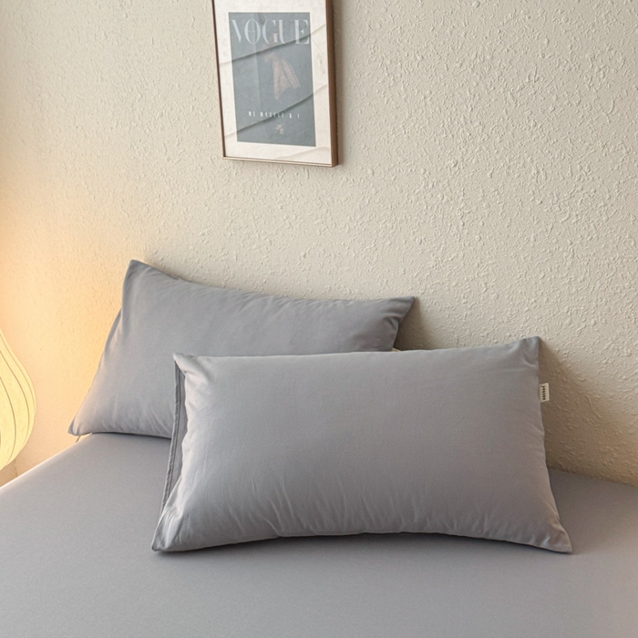 91家纺网 家纺一手货源 找家纺 小叮当家纺仓储工厂店 （提供买家秀 爆款花型 不断货）2025新款全棉纯色老粗布单枕套 雪花银