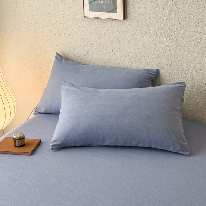 91家纺网 家纺一手货源 找家纺 小叮当家纺仓储工厂店 （提供买家秀 爆款花型 不断货）2025新款全棉纯色老粗布单枕套 月白兰