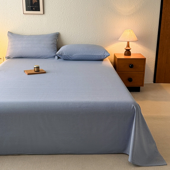 91家纺网 家纺一手货源 找家纺 小叮当家纺仓储工厂店 （提供买家秀 爆款花型 不断货）2025新款全棉纯色老粗布单枕套 月白兰