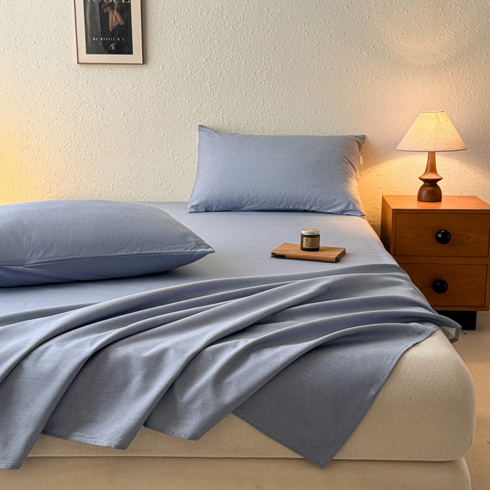 91家纺网 家纺一手货源 找家纺 小叮当家纺仓储工厂店 （提供买家秀 爆款花型 不断货）2025新款全棉纯色老粗布单枕套 月白兰