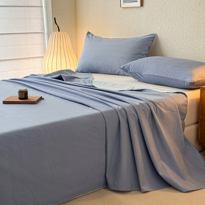 91家纺网 家纺一手货源 找家纺 小叮当家纺仓储工厂店 （提供买家秀 爆款花型 不断货）2025新款全棉纯色老粗布单枕套 月白兰