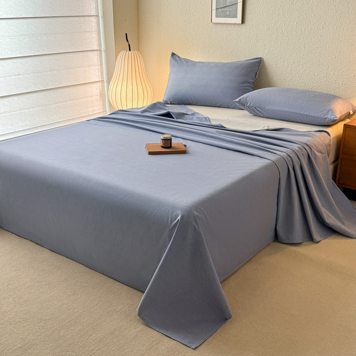 91家纺网 家纺一手货源 找家纺 小叮当家纺仓储工厂店 （提供买家秀 爆款花型 不断货）2025新款全棉纯色老粗布单枕套 月白兰