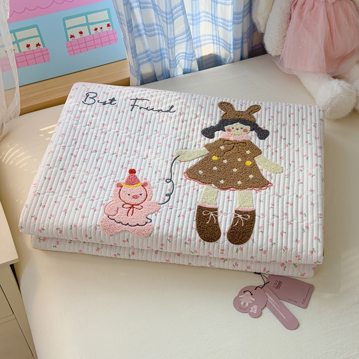 91家纺网 家纺一手货源 找家纺 （总）赫梵茜 2025新款云朵棉萌宠刺绣毛巾绣单床盖单品床盖床盖单件床盖三件套