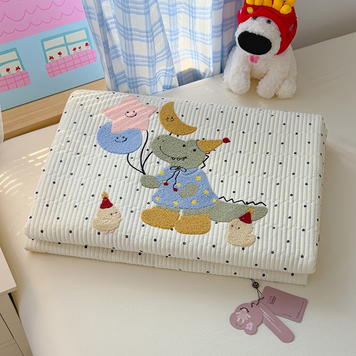 91家纺网 家纺一手货源 找家纺 （总）赫梵茜 2025新款云朵棉萌宠刺绣毛巾绣单床盖单品床盖床盖单件床盖三件套