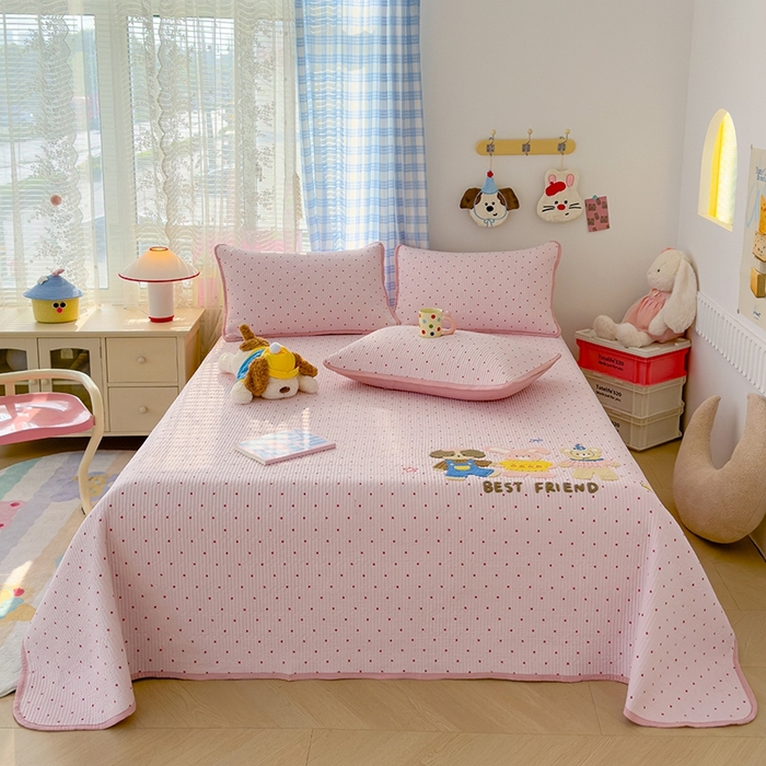 91家纺网 家纺一手货源 找家纺 赫梵茜 2025新款云朵棉萌宠刺绣毛巾绣单床盖单品床盖床盖单件床盖三件套 好朋友