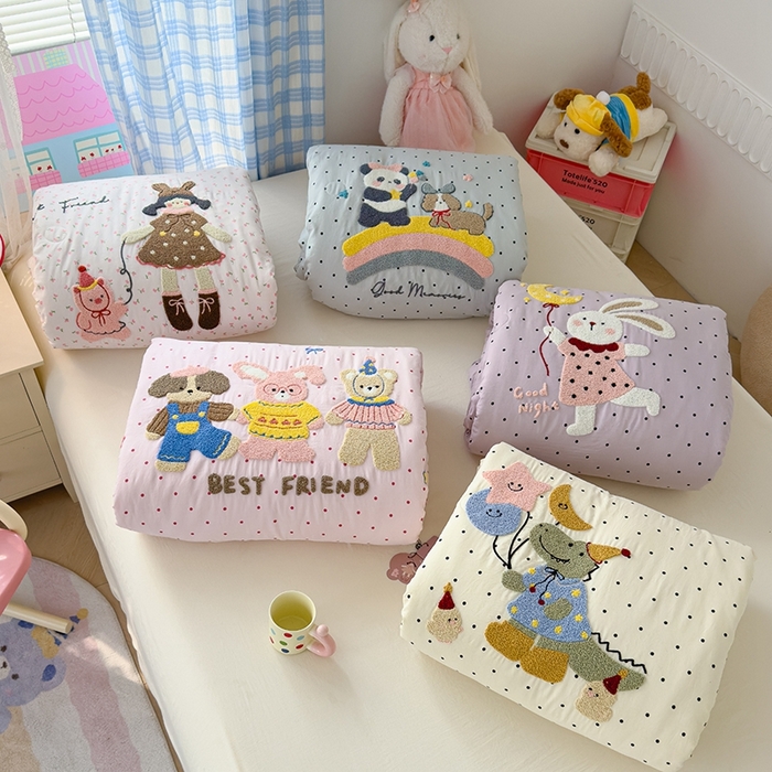 赫梵茜 2025新款云朵棉毛巾绣花嵌绳款夏被夏凉被空调被春秋被被子被芯 组合图仅做展示