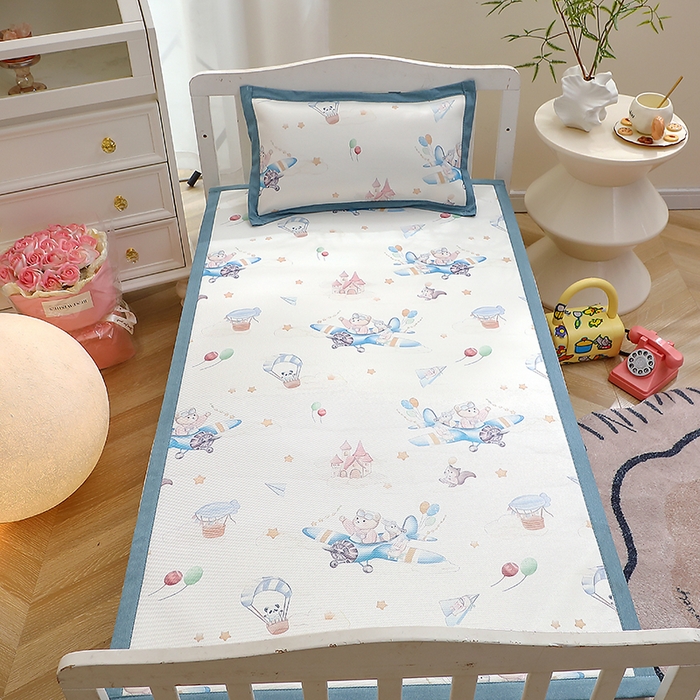 91家纺网 家纺一手货源 找家纺 小叮当家纺仓储工厂店 （提供买家秀 爆款花型 不断货）2025新款800D柔冰丝印花童席凉席 梦想家