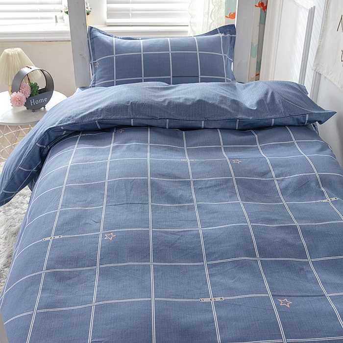 91家纺网 家纺一手货源 找家纺 小叮当家纺仓储工厂店 提供买家秀爆款花型不断货）2025新款全棉AB版13372学生宿舍印花三件套双面纯棉床单款上下铺单人 小时光-蓝