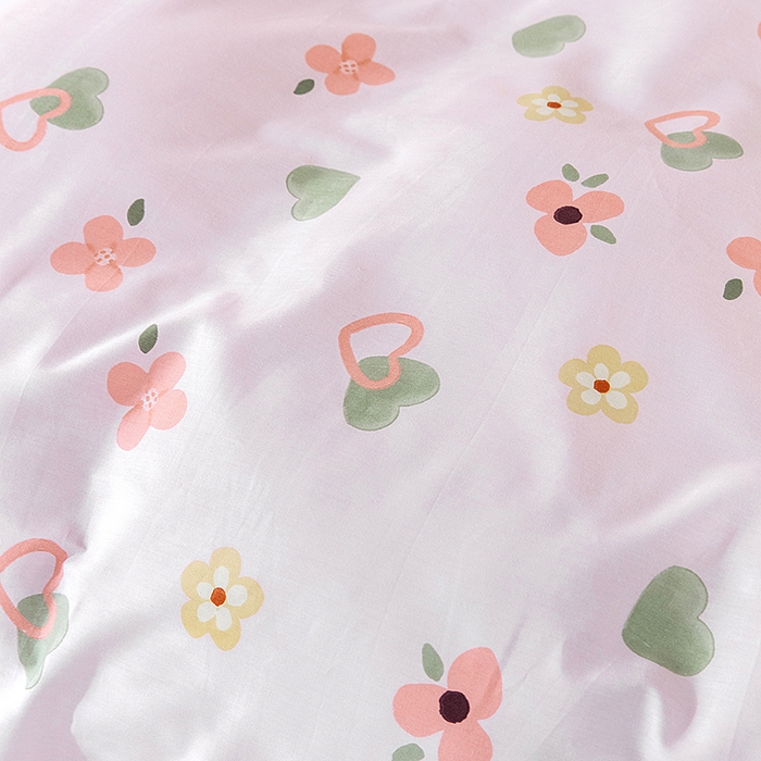 91家纺网 家纺一手货源 找家纺 小叮当家纺仓储工厂店 提供买家秀爆款花型不断货）2025新款全棉AB版13372学生宿舍印花三件套双面纯棉床单款上下铺单人 盎然-粉