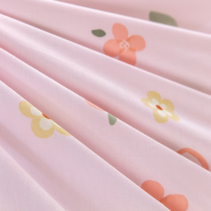 91家纺网 家纺一手货源 找家纺 小叮当家纺仓储工厂店 提供买家秀爆款花型不断货）2025新款全棉AB版13372学生宿舍印花三件套双面纯棉床单款上下铺单人 盎然-粉