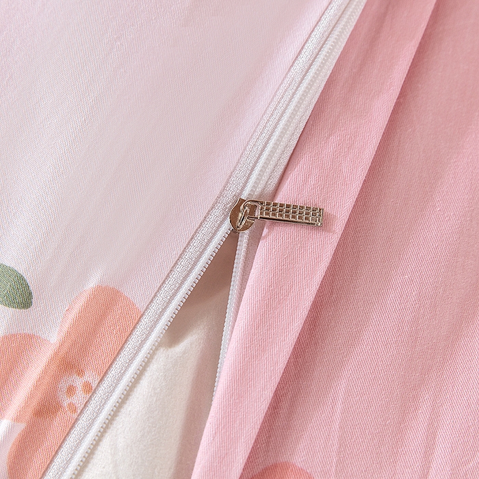 91家纺网 家纺一手货源 找家纺 小叮当家纺仓储工厂店 提供买家秀爆款花型不断货）2025新款全棉AB版13372学生宿舍印花三件套双面纯棉床单款上下铺单人 盎然-粉