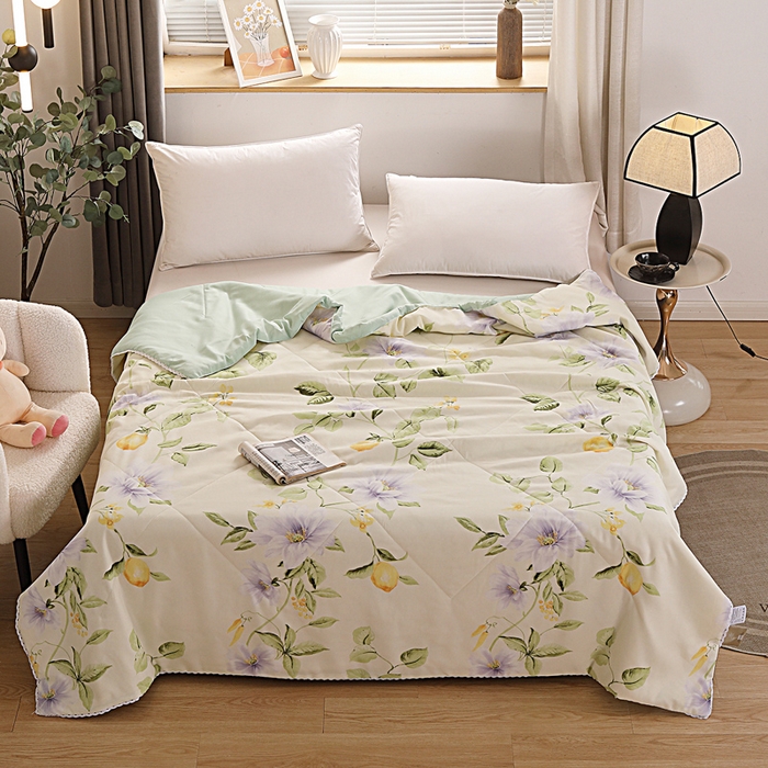 91家纺网 家纺一手货源 找家纺 小叮当家纺仓储工厂店 （提供买家秀 爆款花型 不断货）2025新款水洗棉花边夏凉被被子被芯 馥花逸夏