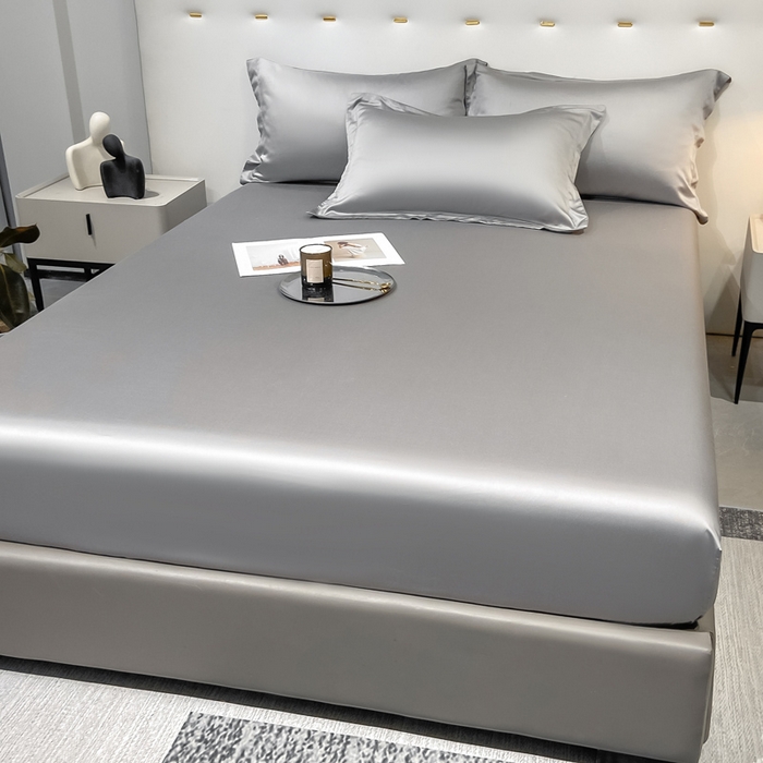 91家纺网 家纺一手货源 找家纺 （总）小叮当家纺仓储工厂店 （提供买家秀 爆款花型 不断货）2025新款兰精3M天丝纯色四件套单品系列-单床笠