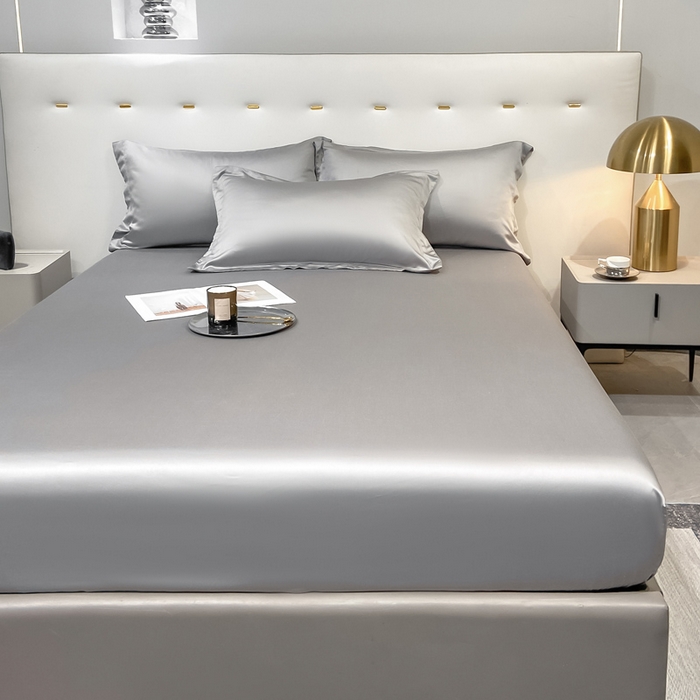 91家纺网 家纺一手货源 找家纺 （总）小叮当家纺仓储工厂店 （提供买家秀 爆款花型 不断货）2025新款兰精3M天丝纯色四件套单品系列-单床笠