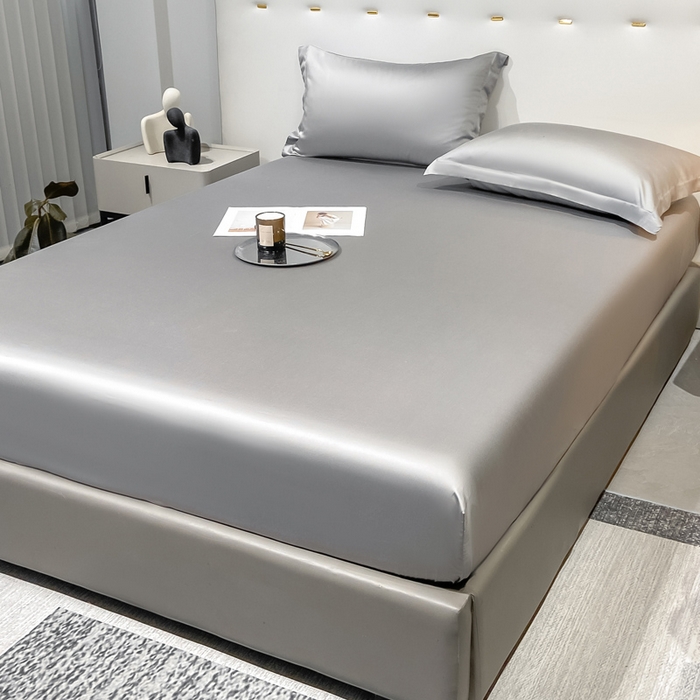 91家纺网 家纺一手货源 找家纺 （总）小叮当家纺仓储工厂店 （提供买家秀 爆款花型 不断货）2025新款兰精3M天丝纯色四件套单品系列-单床笠