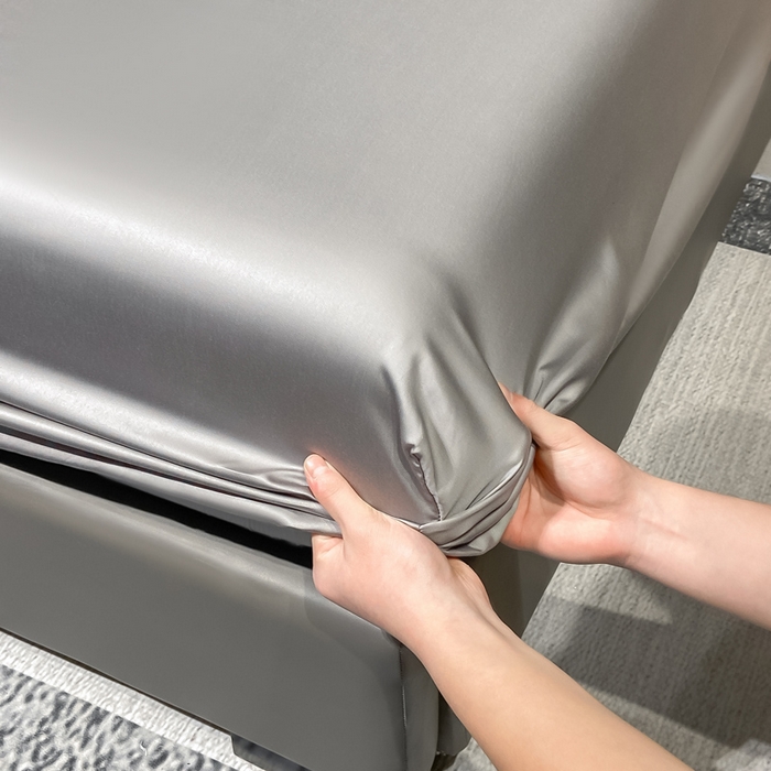 91家纺网 家纺一手货源 找家纺 （总）小叮当家纺仓储工厂店 （提供买家秀 爆款花型 不断货）2025新款兰精3M天丝纯色四件套单品系列-单床笠