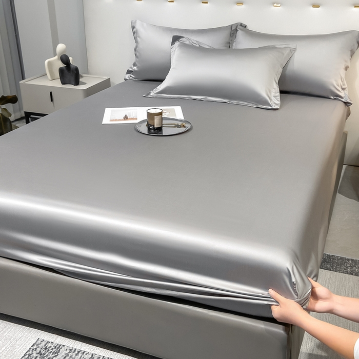 91家纺网 家纺一手货源 找家纺 （总）小叮当家纺仓储工厂店 （提供买家秀 爆款花型 不断货）2025新款兰精3M天丝纯色四件套单品系列-单床笠