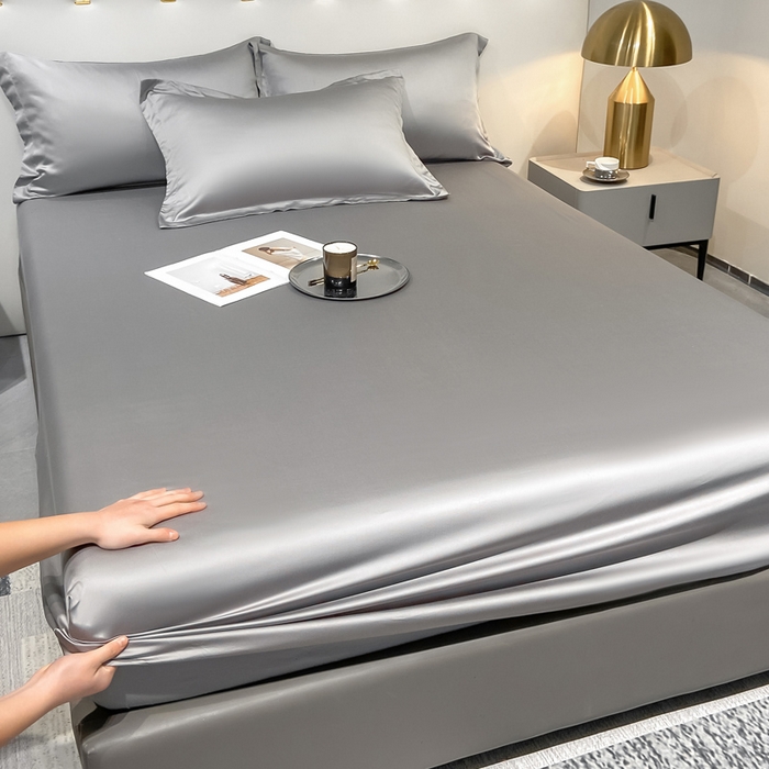 91家纺网 家纺一手货源 找家纺 （总）小叮当家纺仓储工厂店 （提供买家秀 爆款花型 不断货）2025新款兰精3M天丝纯色四件套单品系列-单床笠