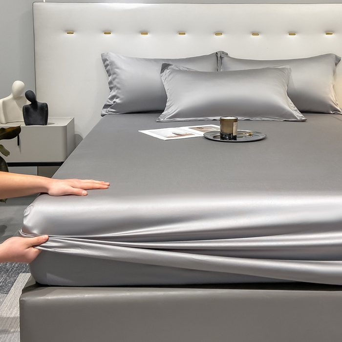 91家纺网 家纺一手货源 找家纺 （总）小叮当家纺仓储工厂店 （提供买家秀 爆款花型 不断货）2025新款兰精3M天丝纯色四件套单品系列-单床笠