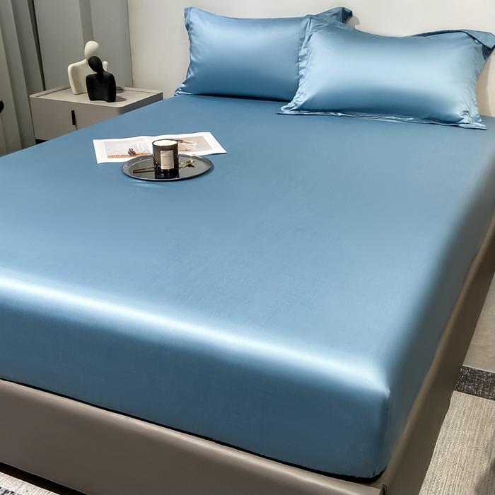 91家纺网 家纺一手货源 找家纺 小叮当家纺仓储工厂店 （提供买家秀 爆款花型 不断货）2025新款兰精3M天丝纯色四件套单品系列-单床笠 单床笠-深海蓝