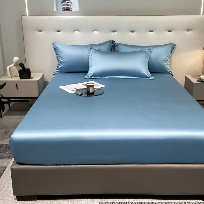 91家纺网 家纺一手货源 找家纺 小叮当家纺仓储工厂店 （提供买家秀 爆款花型 不断货）2025新款兰精3M天丝纯色四件套单品系列-单床笠 单床笠-深海蓝