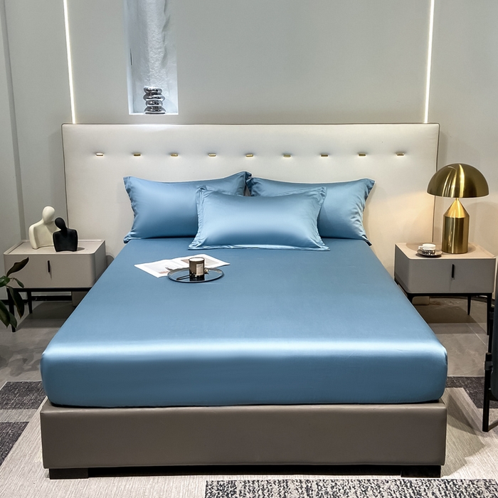 91家纺网 家纺一手货源 找家纺 小叮当家纺仓储工厂店 （提供买家秀 爆款花型 不断货）2025新款兰精3M天丝纯色四件套单品系列-单床笠 单床笠-深海蓝