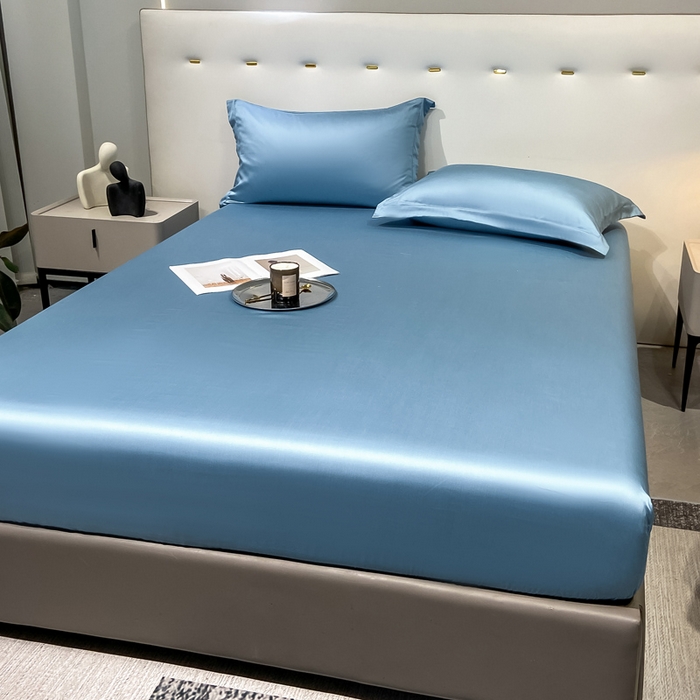 91家纺网 家纺一手货源 找家纺 小叮当家纺仓储工厂店 （提供买家秀 爆款花型 不断货）2025新款兰精3M天丝纯色四件套单品系列-单床笠 单床笠-深海蓝