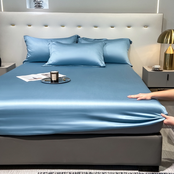 91家纺网 家纺一手货源 找家纺 小叮当家纺仓储工厂店 （提供买家秀 爆款花型 不断货）2025新款兰精3M天丝纯色四件套单品系列-单床笠 单床笠-深海蓝