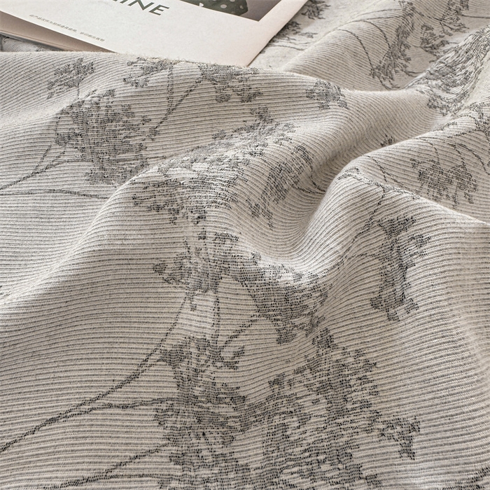 91家纺网 家纺一手货源 找家纺 灰鲸2025新款A类全棉三层纱色织提花系列四件套 初春-灰