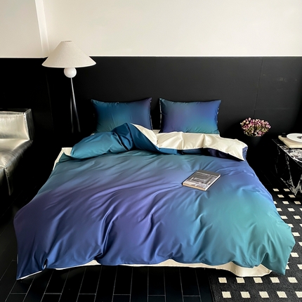 91家纺网 家纺一手货源 找家纺 （总）赫帛 2025新款50s缎纹数码印花长绒棉四件套-只此青绿（风格二）