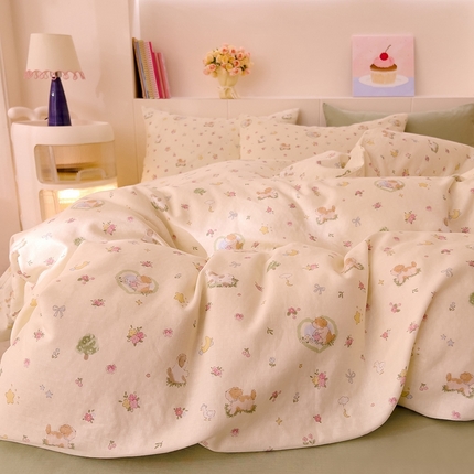 DoDo 兜兜 2025新款全棉纯棉小温暖双层纱系列单被套【可定做尺寸】 春日小狗