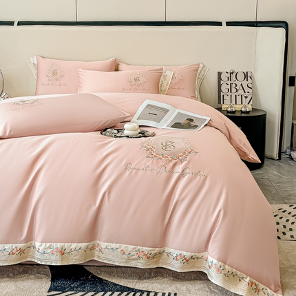 （总）桃园 2025新款纯棉全棉长绒棉刺绣绣花四件套（高端礼盒）-叶语