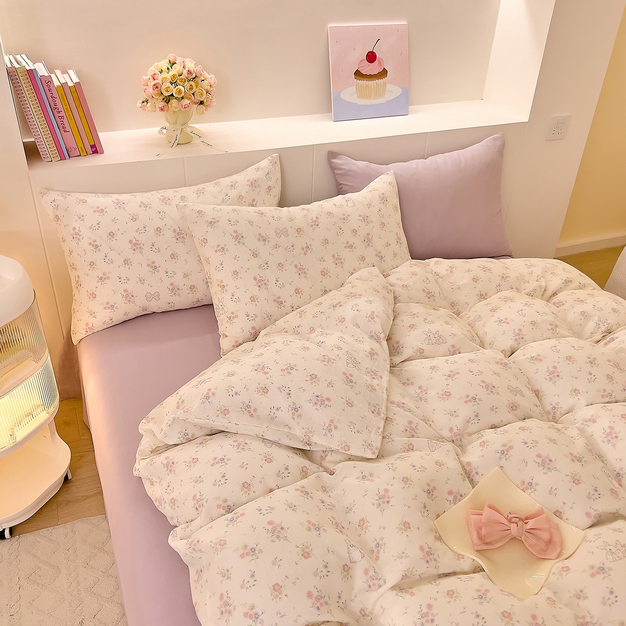 91家纺网 家纺一手货源 找家纺 DoDo 兜兜 2025新款全棉纯棉小温暖双层纱四件套【可定做尺寸】 丛林小兔