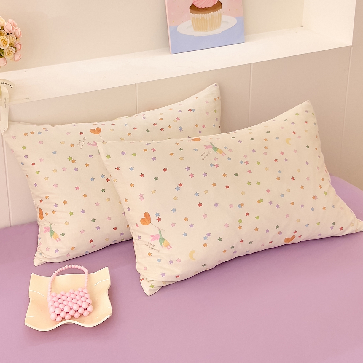 91家纺网 家纺一手货源 找家纺 DoDo 兜兜 2025新款全棉纯棉小温暖双层纱系列单床单【可定做尺寸】 缤纷小兔