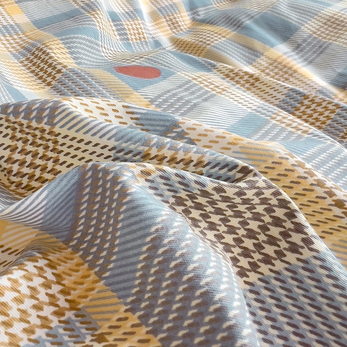 91家纺网 家纺一手货源 找家纺 麦伦家居 2025新款40支13372全棉纯棉斜纹学生上下铺床品宿舍三件套上下铺四件套系列 律动蓝