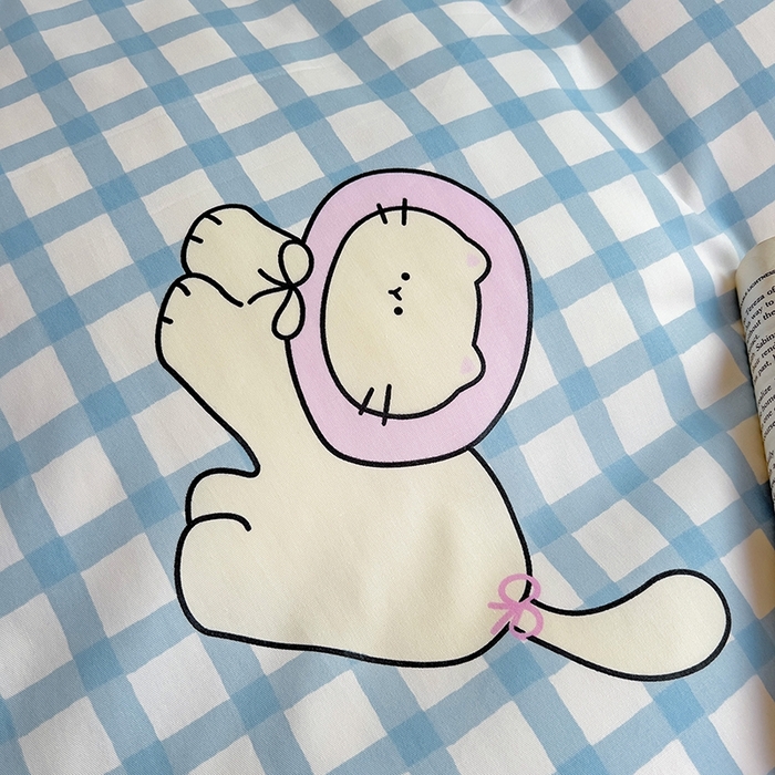 91家纺网 家纺一手货源 找家纺 麦伦家居 2025新款40支13372全棉纯棉斜纹学生上下铺床品宿舍三件套上下铺四件套系列 喵星人