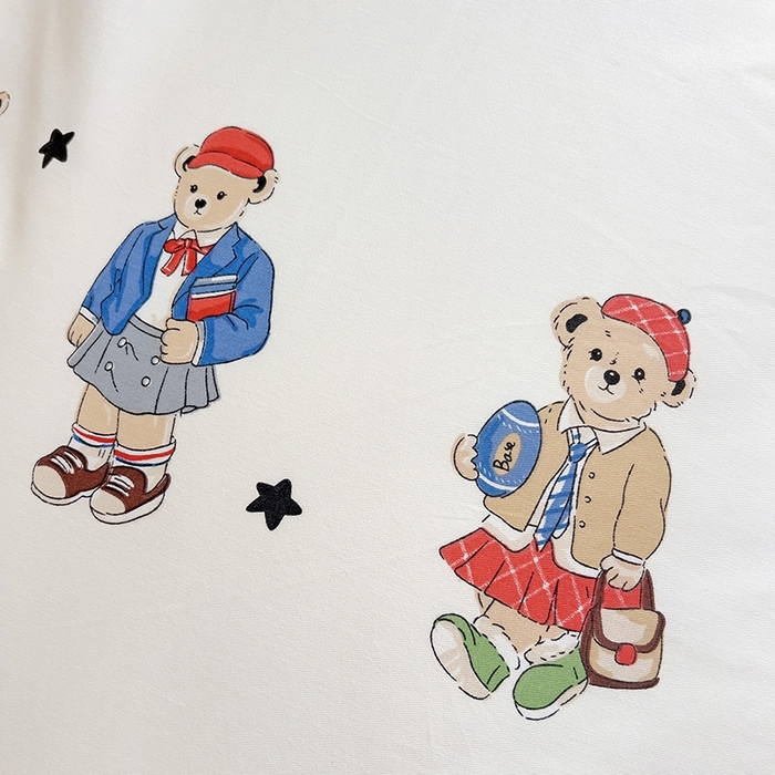 91家纺网 家纺一手货源 找家纺 麦伦家居 2025新款40支13372全棉纯棉斜纹学生上下铺床品宿舍三件套上下铺四件套系列 漫步小熊