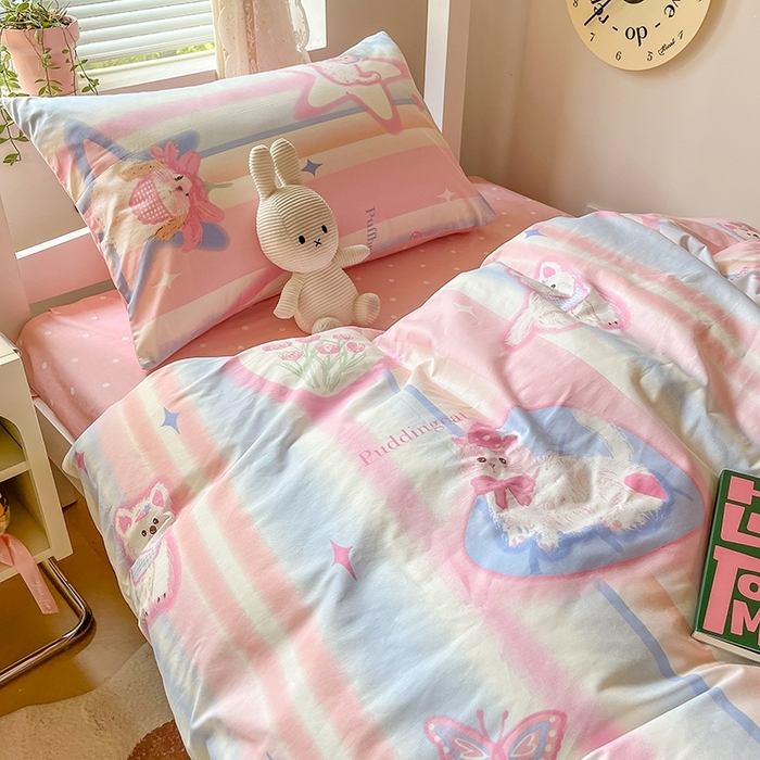 91家纺网 家纺一手货源 找家纺 麦伦家居 2025新款40支13372全棉纯棉斜纹学生上下铺床品宿舍三件套上下铺四件套系列 满天星