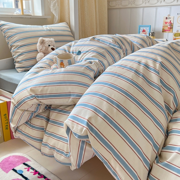 91家纺网 家纺一手货源 找家纺 麦伦家居 2025新款40支13372全棉纯棉斜纹学生上下铺床品宿舍三件套上下铺四件套系列 布洛尔