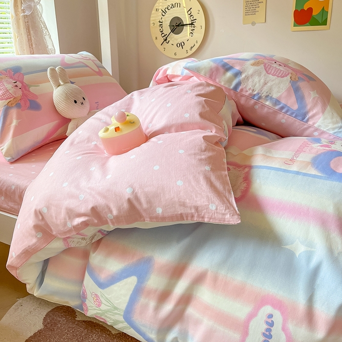 91家纺网 家纺一手货源 找家纺 麦伦家居 2025新款40支13372全棉纯棉斜纹学生上下铺床品宿舍三件套上下铺四件套系列 满天星